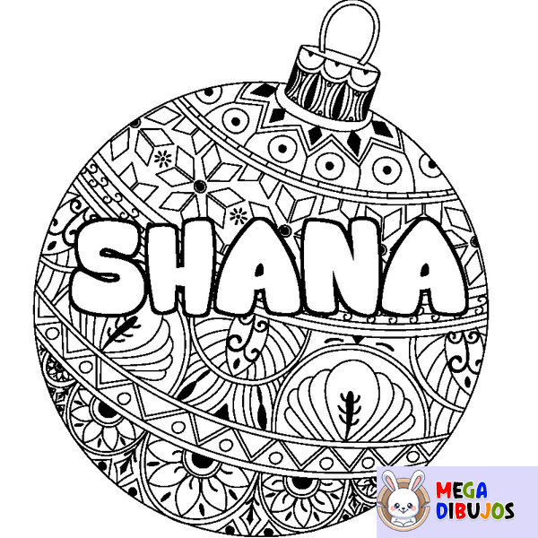 Coloraci&oacute;n del nombre SHANA - decorado bola de Navidad