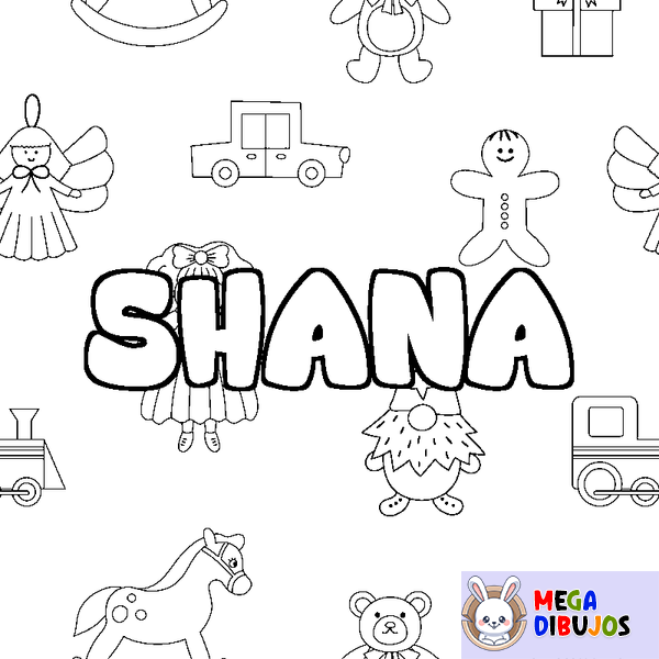 Coloraci&oacute;n del nombre SHANA - decorado juguetes