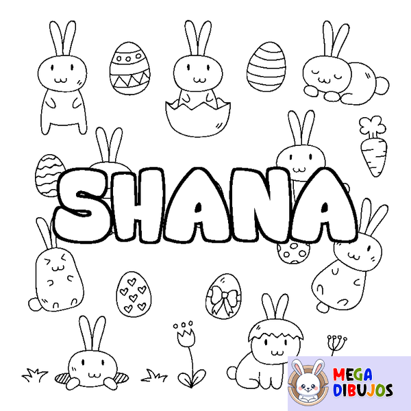 Coloraci&oacute;n del nombre SHANA - decorado Pascua