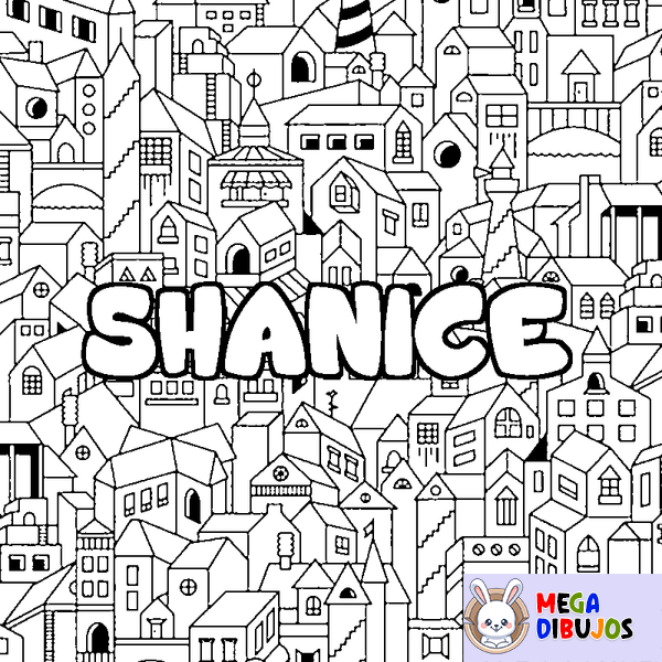 Coloraci&oacute;n del nombre SHANICE - decorado ciudad