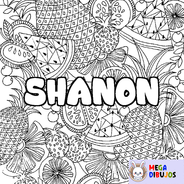 Coloraci&oacute;n del nombre SHANON - decorado mandala de frutas