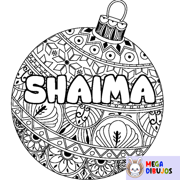 Coloraci&oacute;n del nombre SHAIMA - decorado bola de Navidad