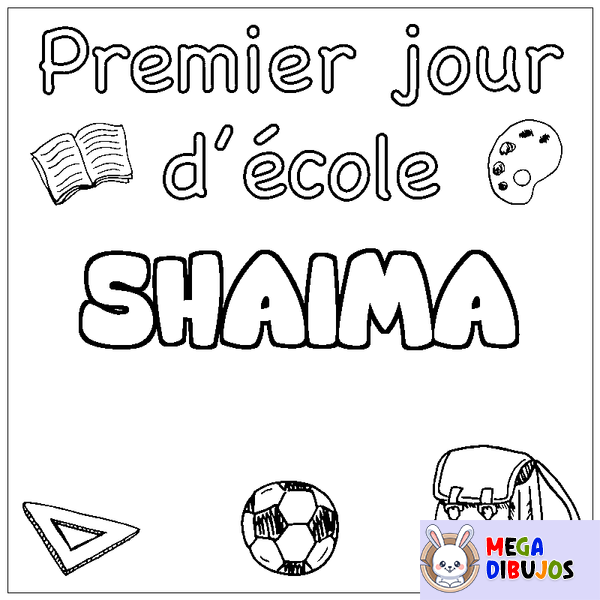 Coloraci&oacute;n del nombre SHAIMA - decorado primer d&iacute;a de escuela