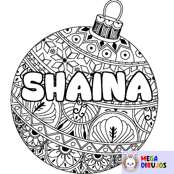 Coloraci&oacute;n del nombre SHAINA - decorado bola de Navidad