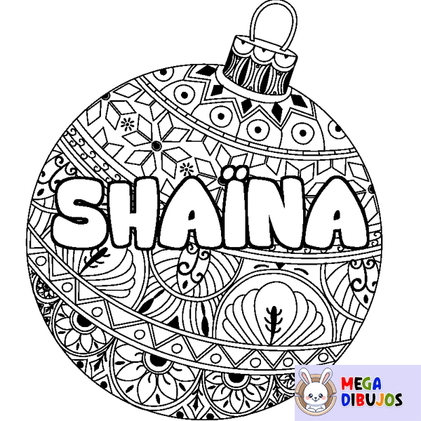 Coloraci&oacute;n del nombre SHA&Iuml;NA - decorado bola de Navidad