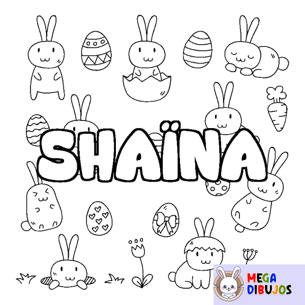 Coloraci&oacute;n del nombre SHA&Iuml;NA - decorado Pascua