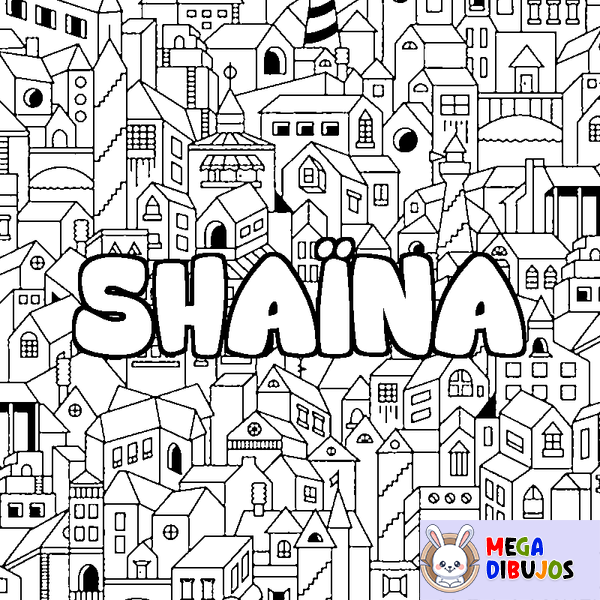 Coloraci&oacute;n del nombre SHA&Iuml;NA - decorado ciudad