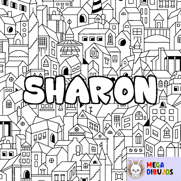 Coloraci&oacute;n del nombre SHARON - decorado ciudad