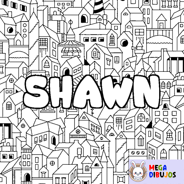 Coloraci&oacute;n del nombre SHAWN - decorado ciudad