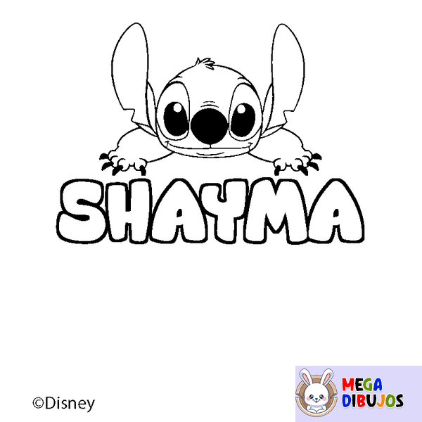 Coloraci&oacute;n del nombre SHAYMA - decorado Stitch