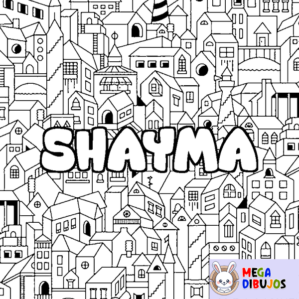 Coloraci&oacute;n del nombre SHAYMA - decorado ciudad