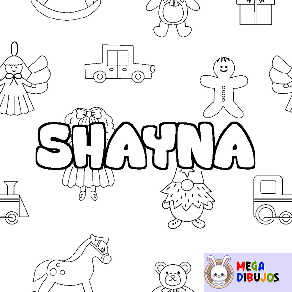 Coloraci&oacute;n del nombre SHAYNA - decorado juguetes
