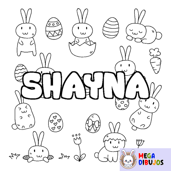 Coloraci&oacute;n del nombre SHAYNA - decorado Pascua