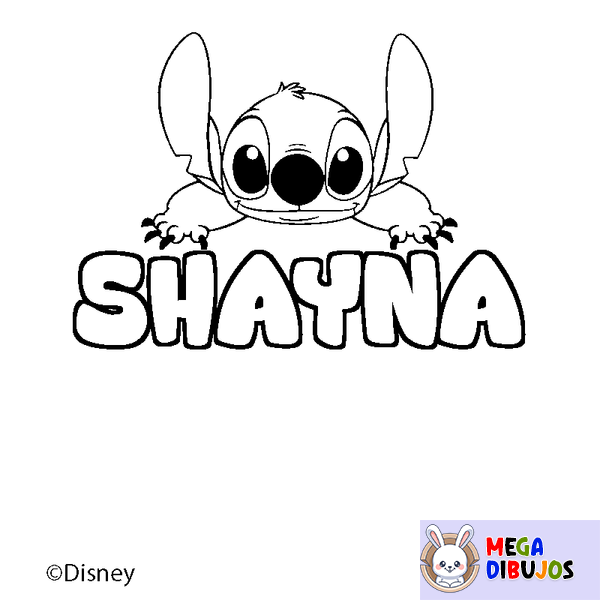 Coloraci&oacute;n del nombre SHAYNA - decorado Stitch