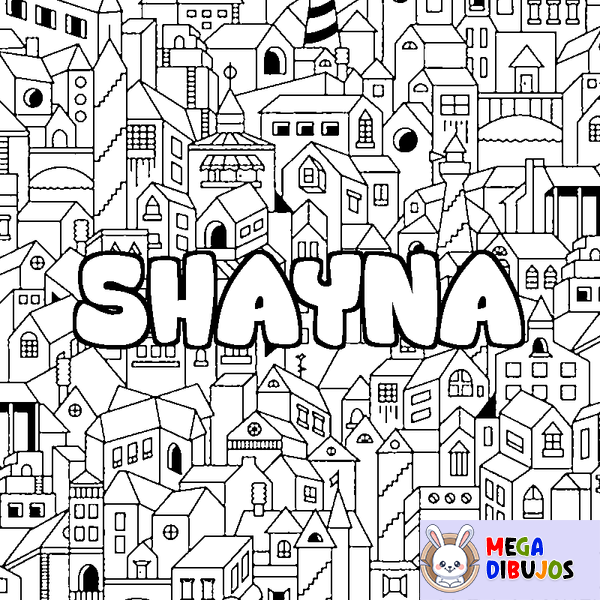 Coloraci&oacute;n del nombre SHAYNA - decorado ciudad