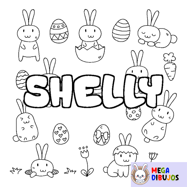 Coloraci&oacute;n del nombre SHELLY - decorado Pascua