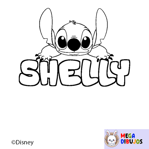 Coloraci&oacute;n del nombre SHELLY - decorado Stitch
