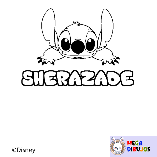 Coloraci&oacute;n del nombre SHERAZADE - decorado Stitch