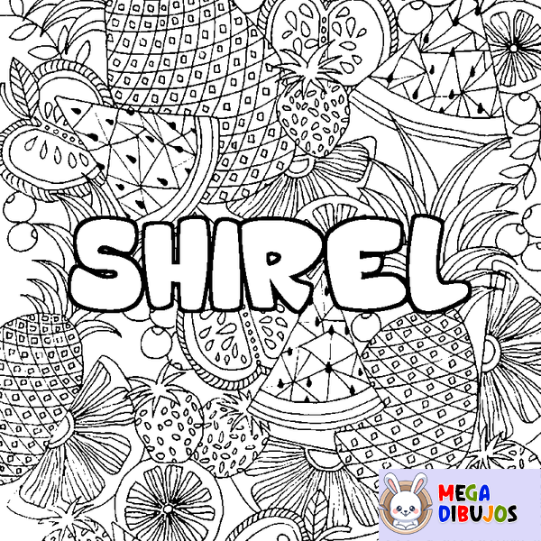 Coloraci&oacute;n del nombre SHIREL - decorado mandala de frutas