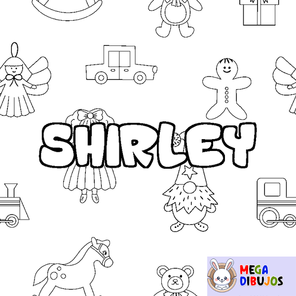 Coloraci&oacute;n del nombre SHIRLEY - decorado juguetes