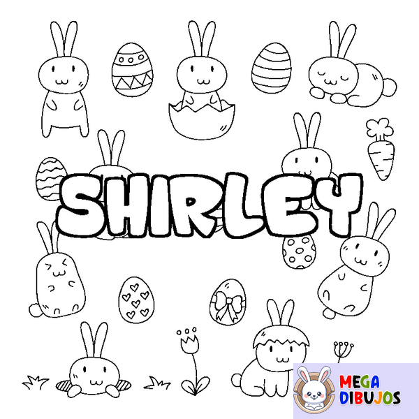 Coloraci&oacute;n del nombre SHIRLEY - decorado Pascua