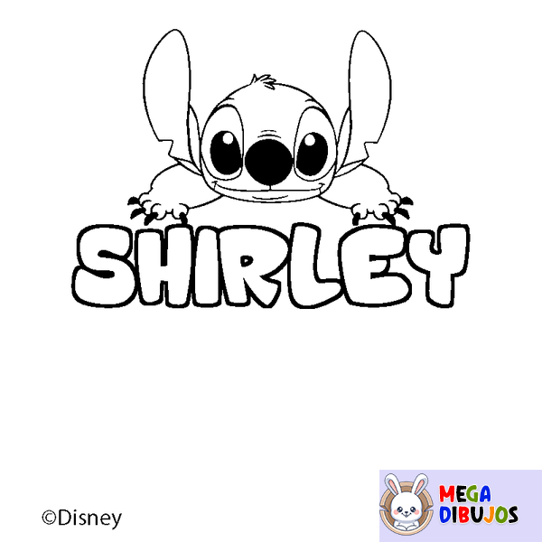 Coloraci&oacute;n del nombre SHIRLEY - decorado Stitch