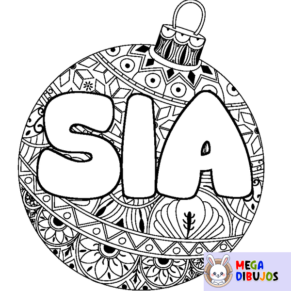 Coloraci&oacute;n del nombre SIA - decorado bola de Navidad