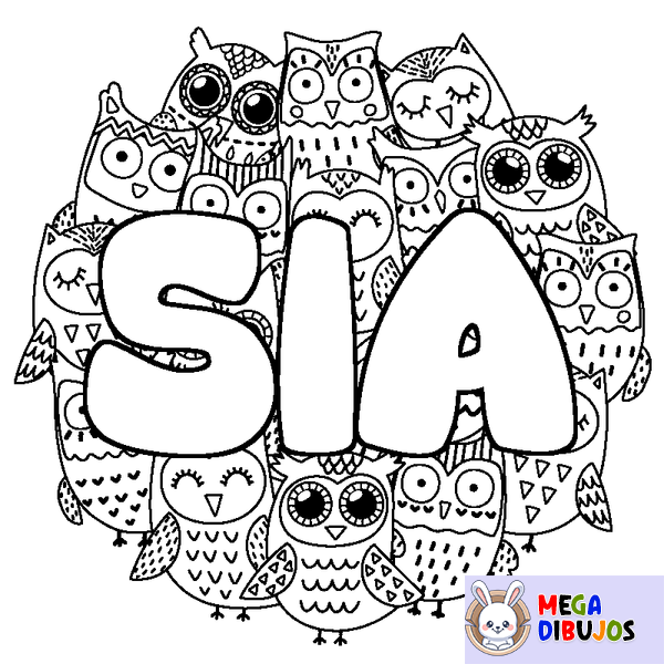 Coloraci&oacute;n del nombre SIA - decorado b&uacute;hos