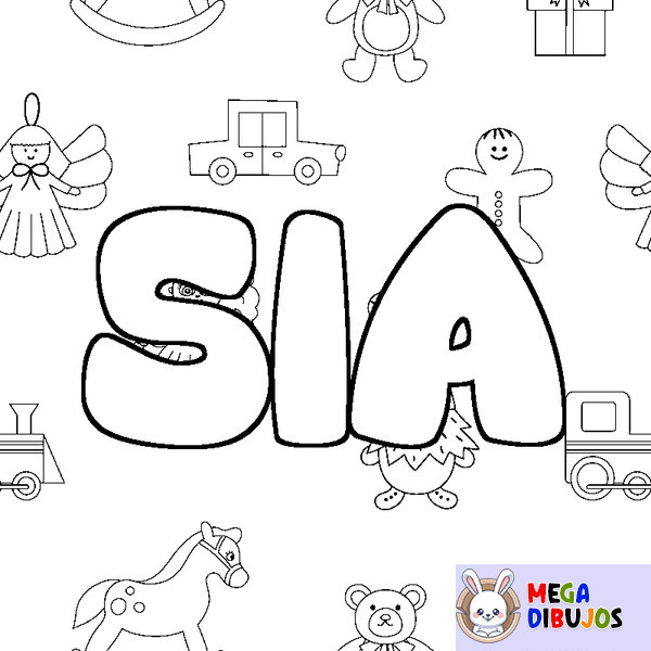 Coloraci&oacute;n del nombre SIA - decorado juguetes