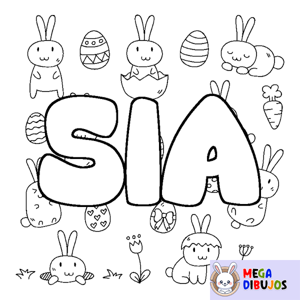 Coloraci&oacute;n del nombre SIA - decorado Pascua