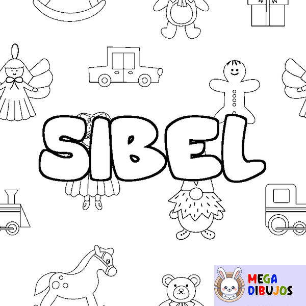 Coloraci&oacute;n del nombre SIBEL - decorado juguetes