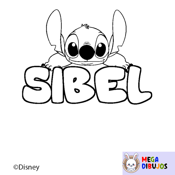 Coloraci&oacute;n del nombre SIBEL - decorado Stitch