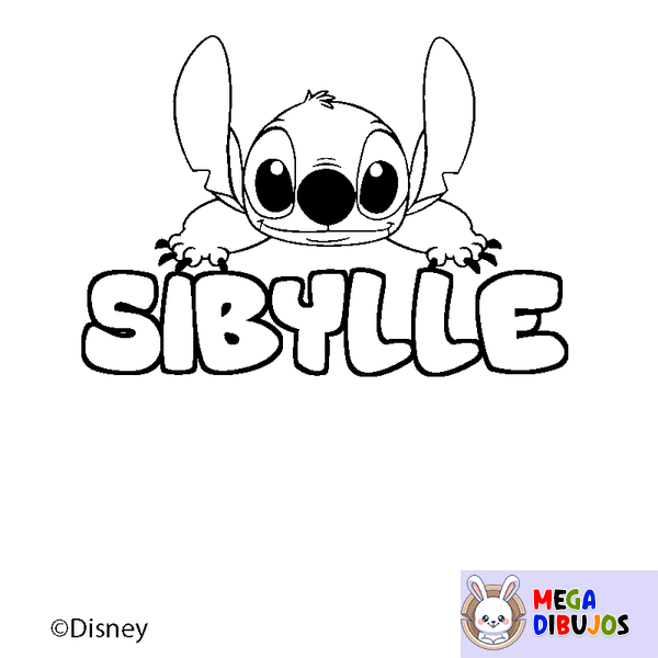 Coloraci&oacute;n del nombre SIBYLLE - decorado Stitch