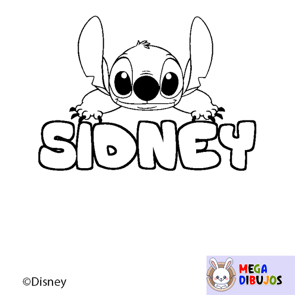 Coloraci&oacute;n del nombre SIDNEY - decorado Stitch