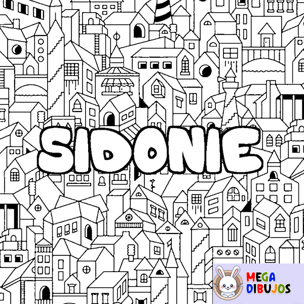Coloraci&oacute;n del nombre SIDONIE - decorado ciudad