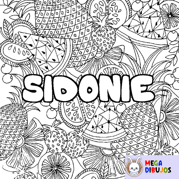 Coloraci&oacute;n del nombre SIDONIE - decorado mandala de frutas