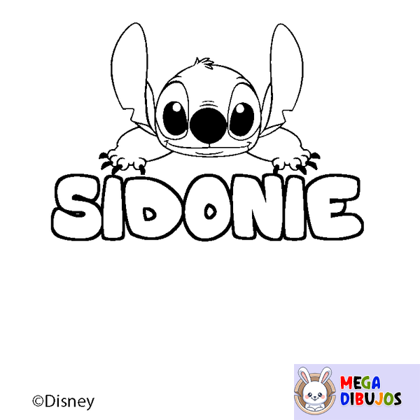 Coloraci&oacute;n del nombre SIDONIE - decorado Stitch