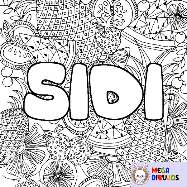 Coloraci&oacute;n del nombre SIDI - decorado mandala de frutas