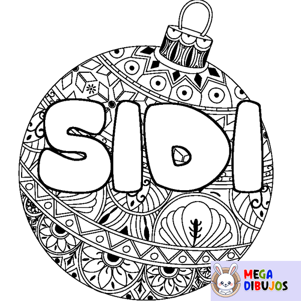 Coloraci&oacute;n del nombre SIDI - decorado bola de Navidad