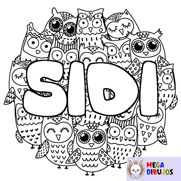 Coloraci&oacute;n del nombre SIDI - decorado b&uacute;hos