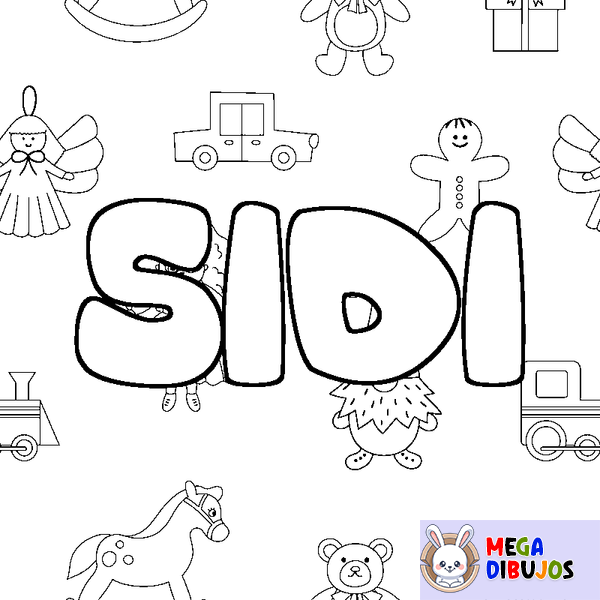 Coloraci&oacute;n del nombre SIDI - decorado juguetes