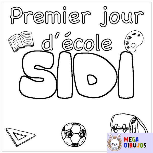 Coloraci&oacute;n del nombre SIDI - decorado primer d&iacute;a de escuela