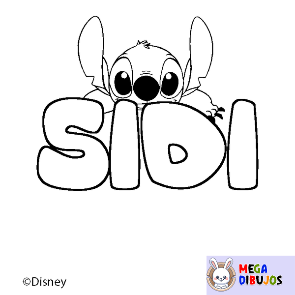 Coloraci&oacute;n del nombre SIDI - decorado Stitch