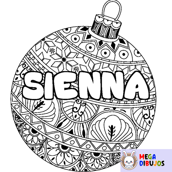 Coloraci&oacute;n del nombre SIENNA - decorado bola de Navidad