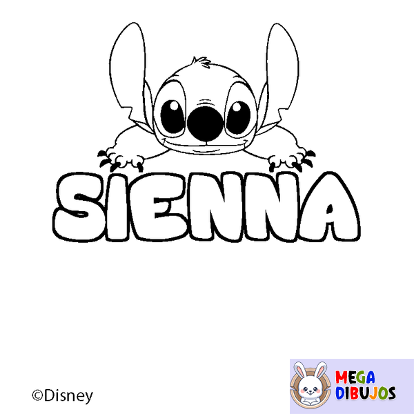 Coloraci&oacute;n del nombre SIENNA - decorado Stitch