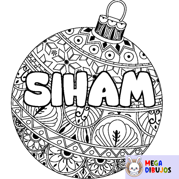 Coloraci&oacute;n del nombre SIHAM - decorado bola de Navidad