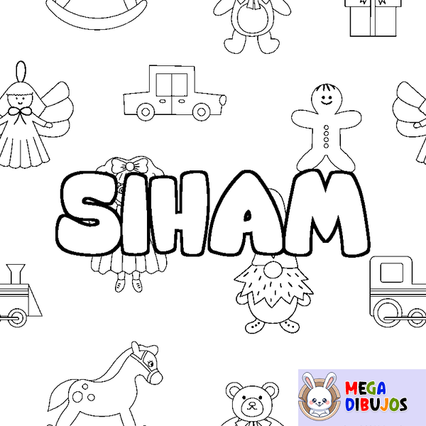 Coloraci&oacute;n del nombre SIHAM - decorado juguetes
