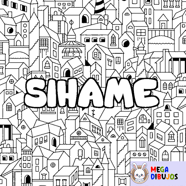 Coloraci&oacute;n del nombre SIHAME - decorado ciudad
