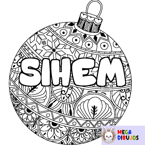 Coloraci&oacute;n del nombre SIHEM - decorado bola de Navidad