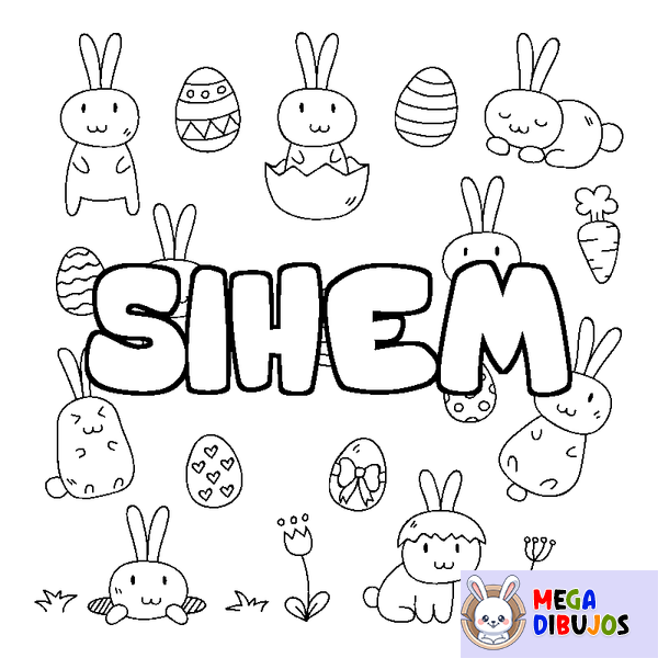 Coloraci&oacute;n del nombre SIHEM - decorado Pascua